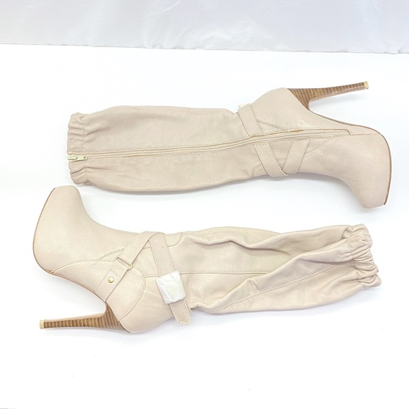 NEW Ivory Leather Heel Boots Size: 6 - Picture 1 of 9
